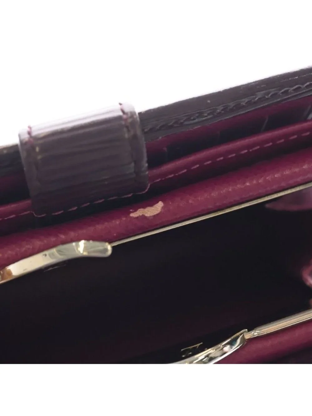 Louis Vuitton Epi Portefeuille Kiss Lock Leather Wallet Bifold Brown